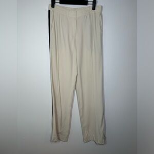 Akris Punto Cream Trouser with Tuxedo Stripe Size 4‎